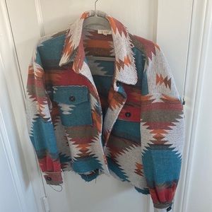 Tribal print shacket